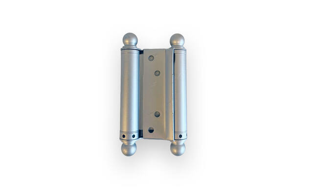 Bommerscharnier Grijs met Sierknop 75mm dubbelwerkend – deurdikte 18–25 mm