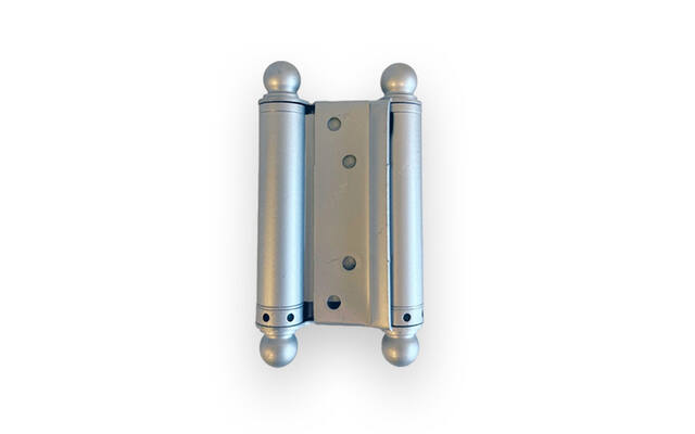Bommerscharnier Grijs met Sierknop 125mm dubbelwerkend – deurdikte 30–35 mm