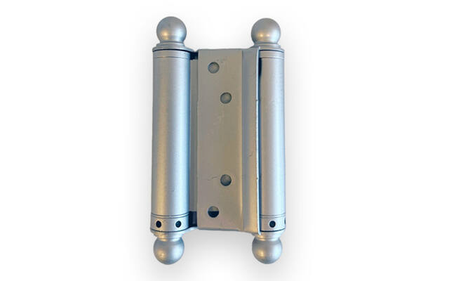 Bommerscharnier Grijs met Sierknop 150mm dubbelwerkend – deurdikte 35–40 mm