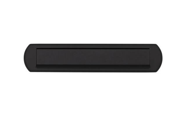Briefplaat Zwart aluminium Ovaal 340x74mm