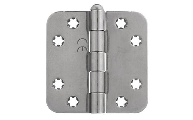 Scharnier RVS met losse pen 76x76x2mm met ronde hoeken