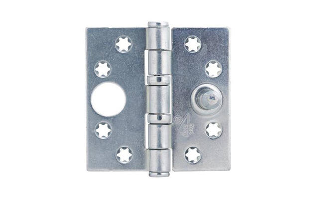 Veiligheidskogellagerscharnier Platkop ijzer gegalvaniseerd 76x76x2.5mm SKG 3-sterren met rechte hoeken
