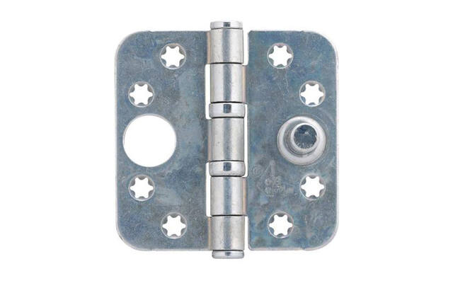 Veiligheidskogellagerscharnier Platkop ijzer gegalvaniseerd 76x76x2.5mm SKG 3-sterren met ronde hoeken