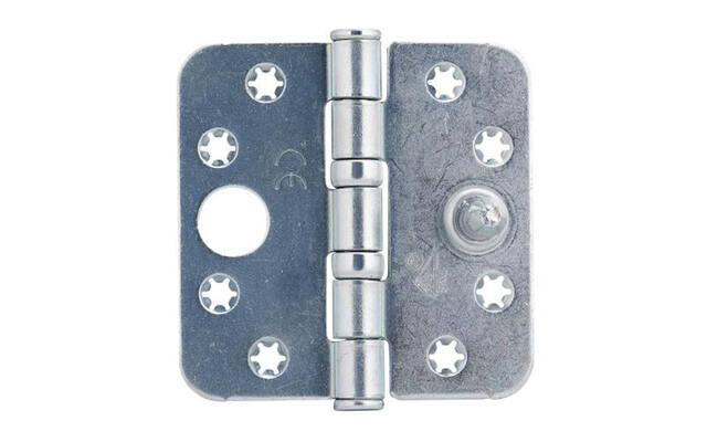 Veiligheidskogellagerscharnier Platkop ijzer gegalvaniseerd 89x89x2.5mm SKG 3-sterren met ronde hoeken
