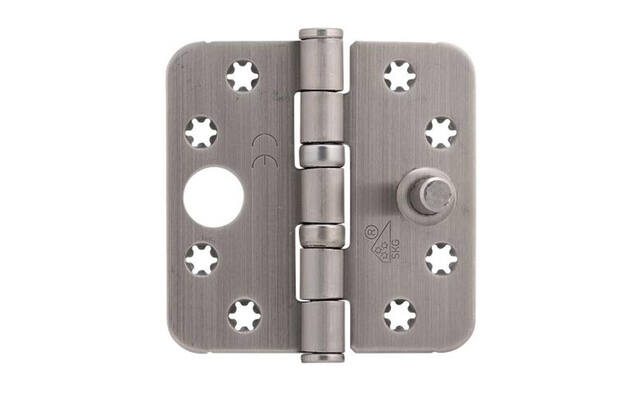 Veiligheidskogellagerscharnier Platkop RVS 89x89x3mm SKG 3-sterren met ronde hoeken