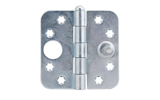 Veiligheidsscharnier ijzer gegalvaniseerd 76x76x2mm SKG 2-sterren met ronde hoeken
