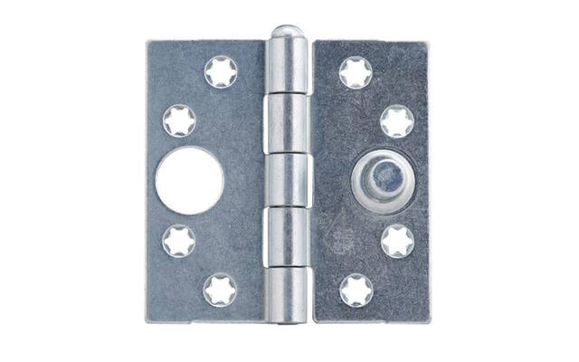 Veiligheidsscharnier ijzer gegalvaniseerd 76x76x2mm SKG 2-sterren met rechte hoeken