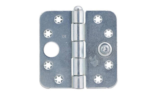 Veiligheidsscharnier ijzer gegalvaniseerd 89x89x2.5mm SKG 3-sterren met ronde hoeken