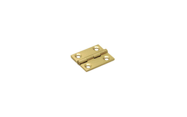 Scharnier massief messing 25x25x1.6mm met vaste scharnierpen met rechte hoeken
