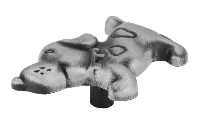 Meubelknop antiek ijzer look hond 56x37x20mm