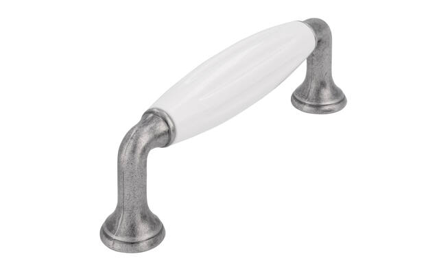 Meubelgreep wit/tin look 96mm 114x18x37mm