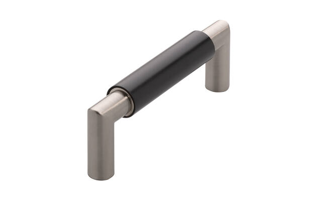 Meubelgreep zwart/RVS look 96mm 108x16x37mm