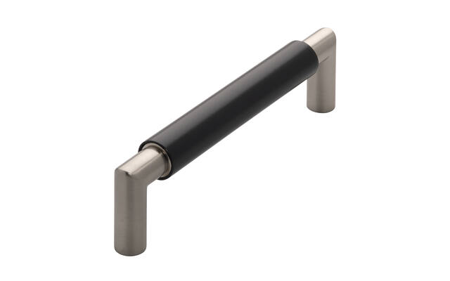 Meubelgreep zwart/RVS look 128mm 140x16x37mm
