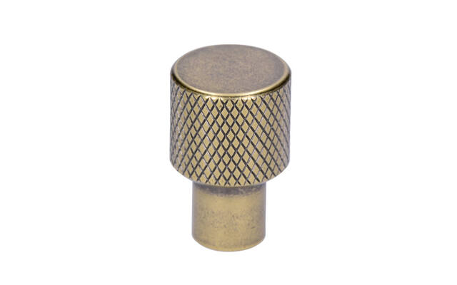Meubelknop Antiek messing Geribbeld rond 16mm