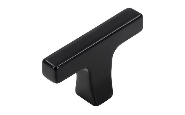 Meubelknop Zwart metaal T-model Trompet 48mm