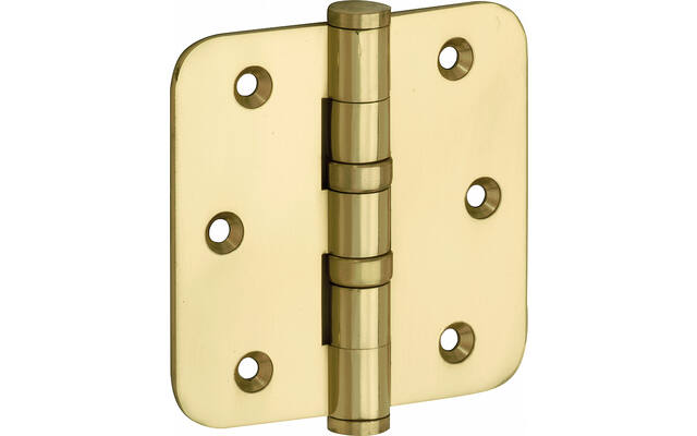 Kogellagerscharnier Messing gelakt Platkop 76x76mm Met ronde hoek