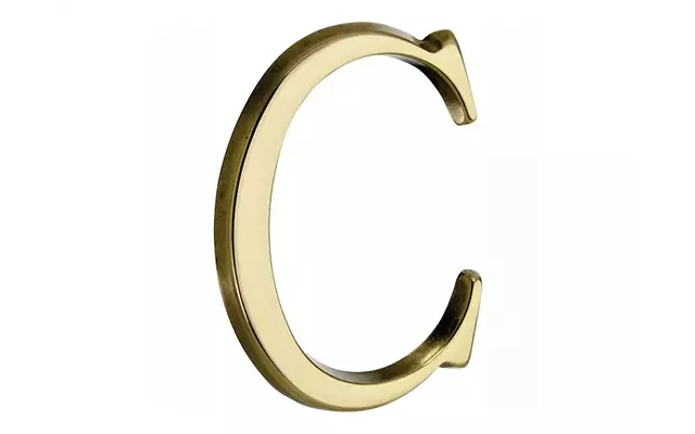 Huisletter Messing Letter C Roman 50mm