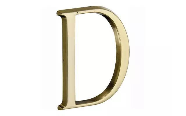 Huisletter Messing Letter D Roman 50mm