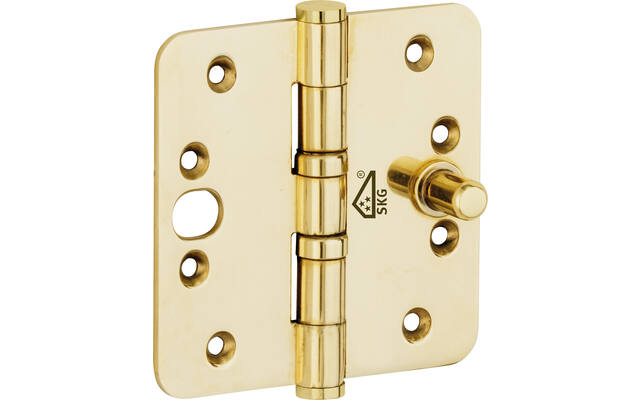 Veiligheidskogellagerscharnier Messing Platkop 89x89mm SKG3 met ronde hoeken