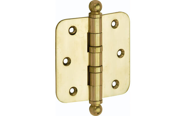 Kogellagerscharnier Messing Bolknop 89x89mm Met ronde hoek