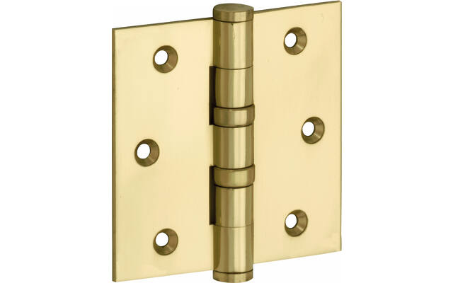 Kogellagerscharnier Messing Platkop 89x89mm Met rechte hoek