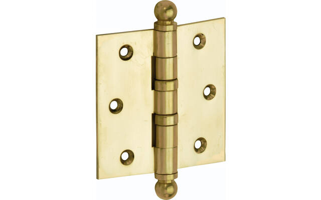 Kogellagerscharnier Messing Bolknop 76x76mm Met rechte hoek