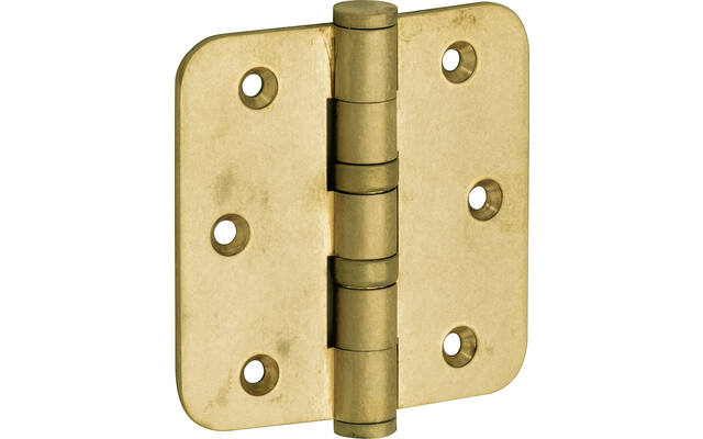 Kogellagerscharnier Messing antiek Platkop 76x76mm Met ronde hoek