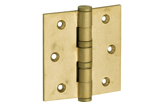 Kogellagerscharnier Messing antiek Platkop 89x89mm Met rechte hoek