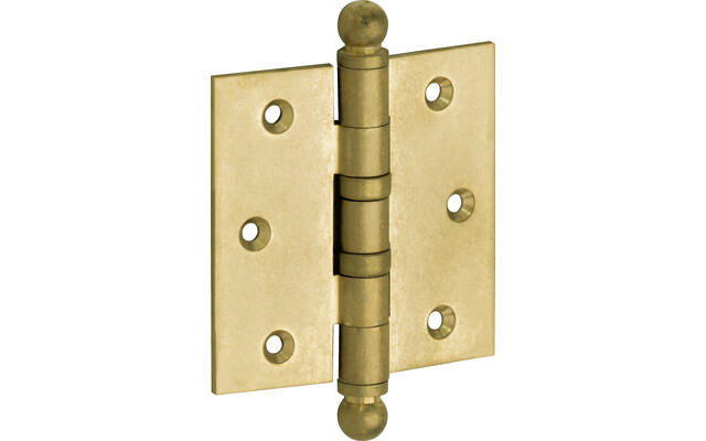Kogellagerscharnier Messing antiek Bolknop 76x76mm Met rechte hoek