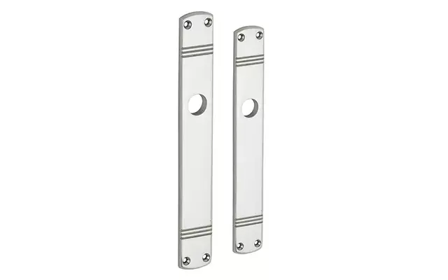 Langschild Art Deco Blind nikkel 225x33 mm met 18 mm krukhals