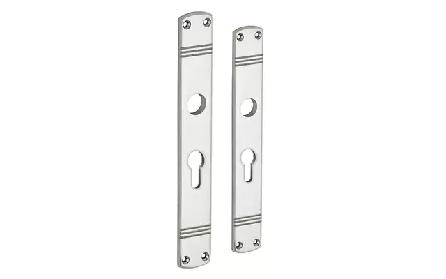 Langschild Art Deco Cilindergat PC55 nikkel 225x33 mm met 18 mm krukhals