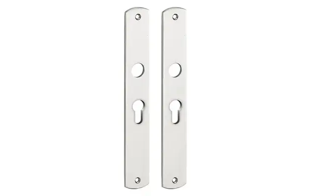 Langschild Dual Cilindergat PC55 Nikkel 235x35mm met 18 mm krukhals
