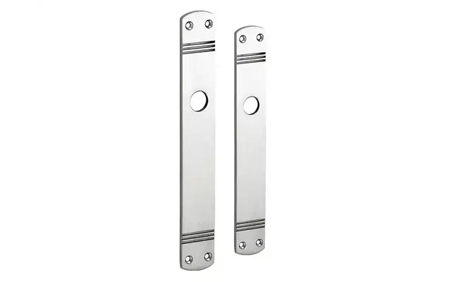 Langschild Art Deco Blind mat nikkel 225x33 mm met 18 mm krukhals