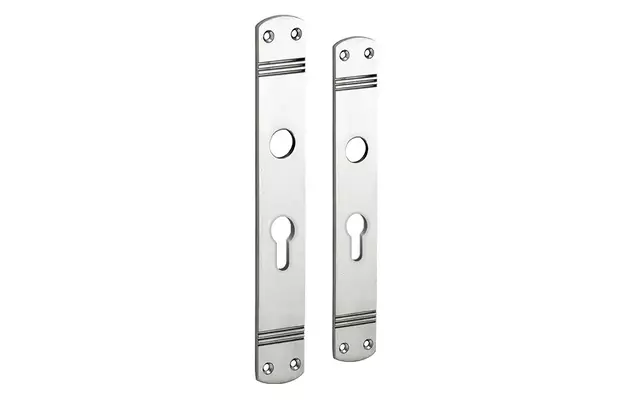 Langschild Art Deco Cilindergat PC55 mat nikkel 225x33 mm met 18 mm krukhals