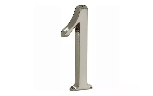 Huisnummer Mat nikkel PVD Cijfer 1 Roman 50mm