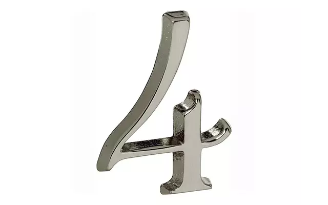 Huisnummer Mat nikkel PVD Cijfer 4 Roman 50mm