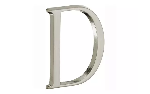 Huisletter Mat nikkel PVD Letter D Roman 50mm