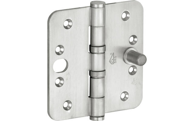 Veiligheidskogellagerscharnier Mat nikkel PVD Platkop 89x89 SKG3, met ronde hoeken