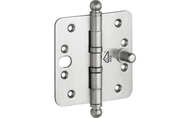 Veiligheidskogellagerscharnier Mat nikkel PVD Bolkop 89x89mm SKG3, met ronde hoeken
