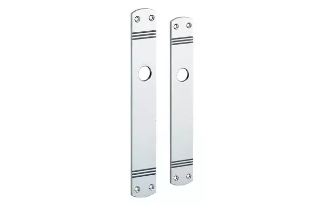 Langschild Art Deco Sleutelgat SL56 chroom 225x33 mm met 18 mm krukhals