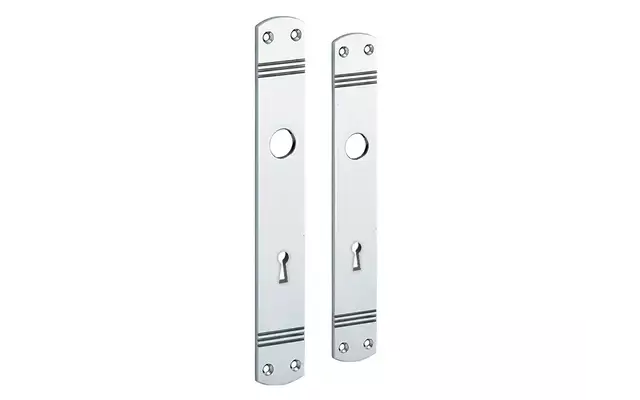 Langschild Art Deco Sleutelgat SL72 chroom 225x33 mm met 18 mm krukhals