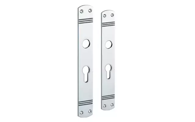 Langschild Art Deco Cilindergat PC55 chroom 225x33 mm met 18 mm krukhals