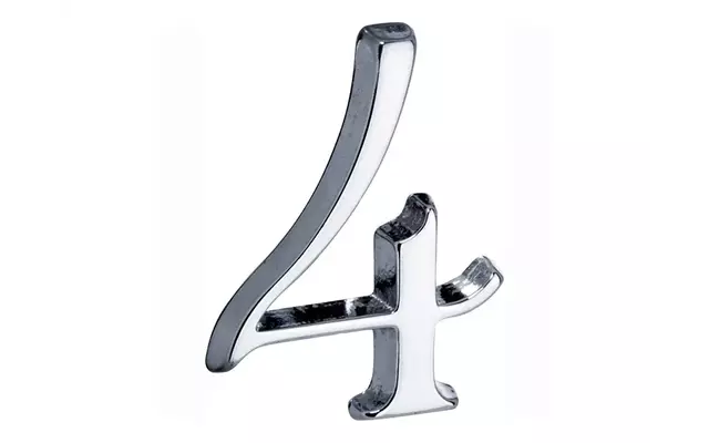 Huisnummer Chroom Cijfer 4 Roman 50mm