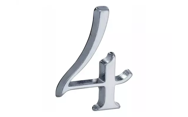 Huisnummer Mat chroom Cijfer 4 Roman 50mm