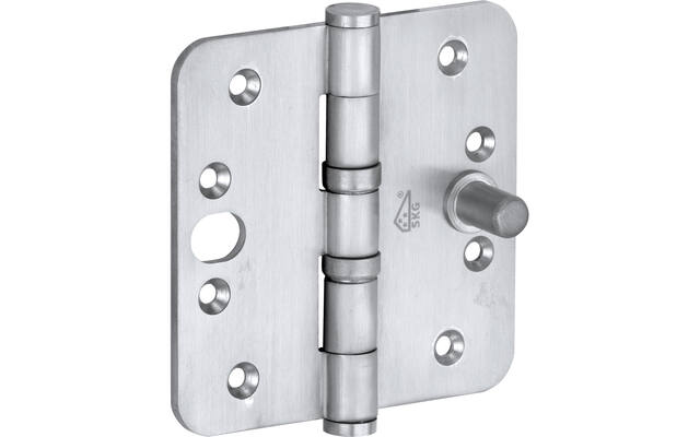 Veiligheidskogellagerscharnier Mat Chroom Platkop 89x89mm SKG3, met ronde hoeken