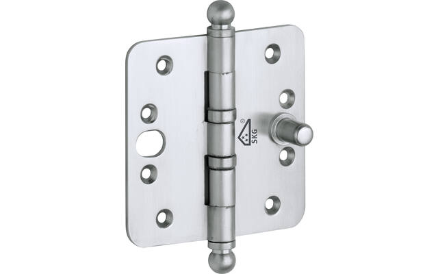 Veiligheidskogellagerscharnier Mat Chroom Bolkop 89x89mm SKG3, met ronde hoeken