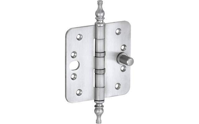 Veiligheidskogellagerscharnier Mat Chroom Vaasknop 89x89mm SKG3, met ronde hoeken