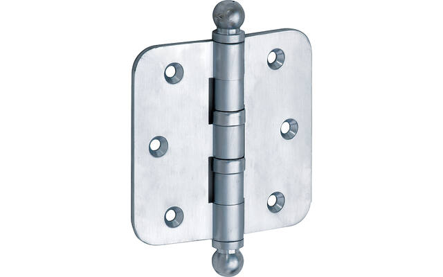 Kogellagerscharnier Mat chroom Bolknop 76x76mm Met ronde hoek