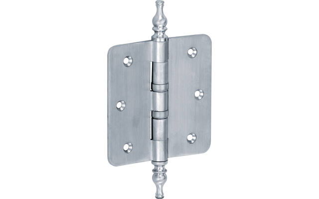Kogellagerscharnier Mat chroom Vaasknop 89x89mm Met ronde hoek
