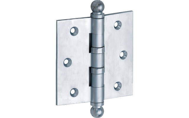 Kogellagerscharnier Mat chroom Bolknop 89x89mm Met rechte hoek
